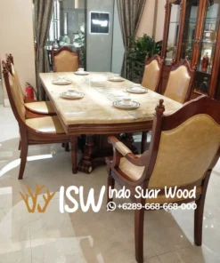 Meja Marmer Kayu Jati