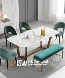Set Meja Makan Marmer Putih