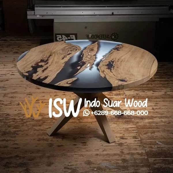 Coffe Table Kayu Trembesi Model Resin