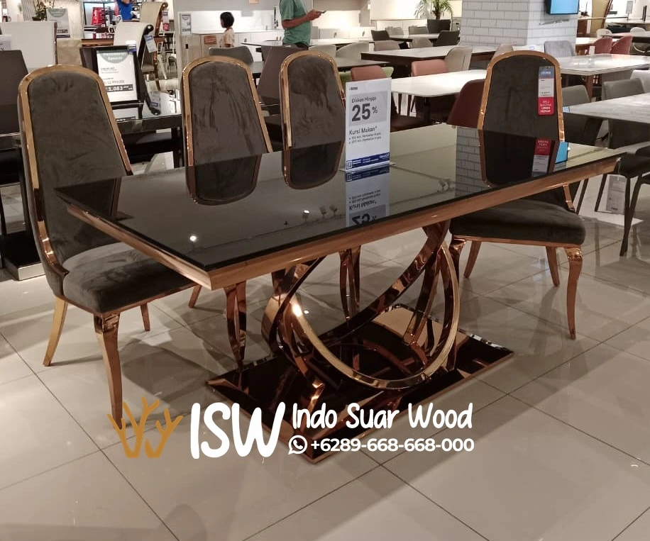 Meja Makan Luxury Stainless Gold
