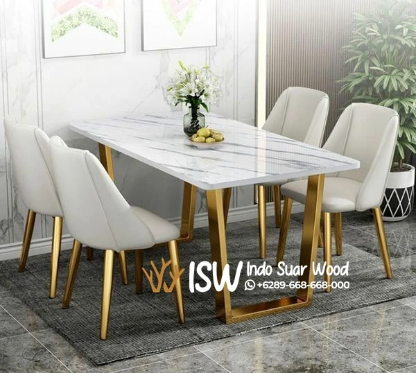 Meja Makan Marmer 4 Kursi Bogor