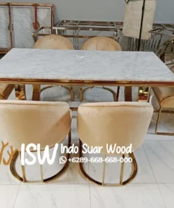 Meja Makan Marmer 6 Kursi Italia