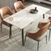 Meja Makan Marmer Kaki Besi 4 Kursi