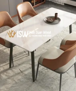 Meja Makan Marmer Kaki Besi 4 Kursi