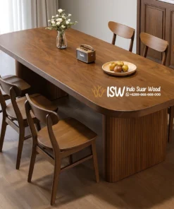 Set Meja Makan Kayu Jati 6 Kursi