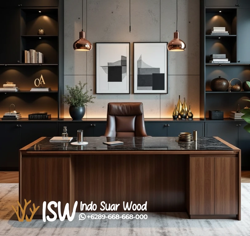 Meja Kantor Kayu Jati Minimalis