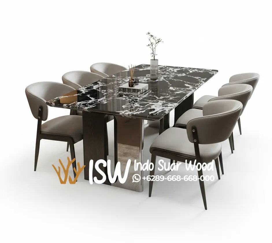 Meja Makan Granit Hitam