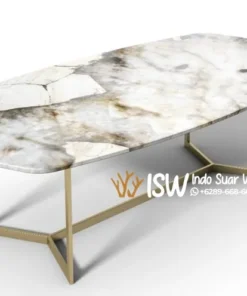 Meja Makan Granit Oval