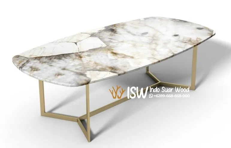 Meja Makan Granit Oval