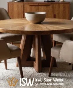 Meja Makan Jati Bundar 4 kursi