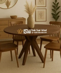 Meja Makan Jati Bundar