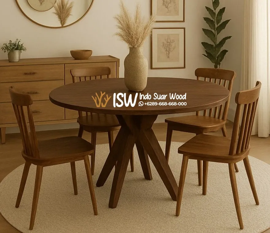 Meja Makan Jati Bundar