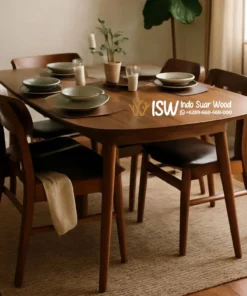 Meja Makan Jati Walnut