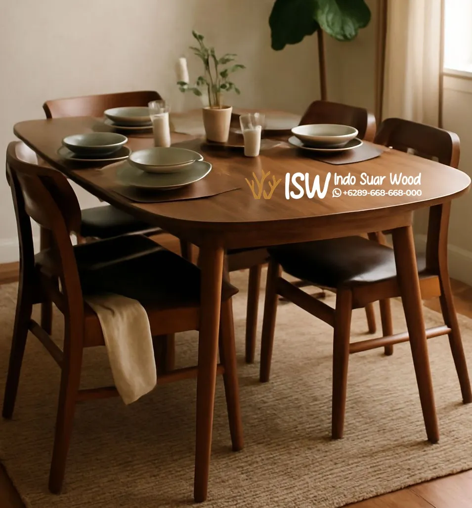 Meja Makan Jati Walnut