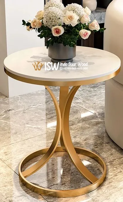 Meja Sudut Marmer Bulat