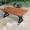 Meja Trembesi Solid Kaki Besi
