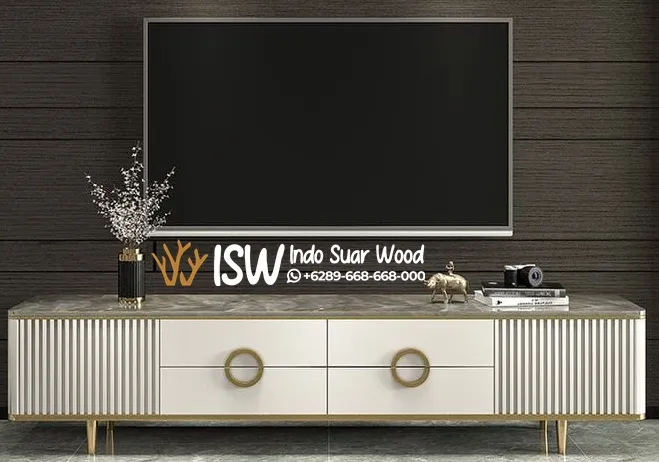 Meja Tv Kombinasi Marmer