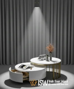 Coffe Table Bulat Kaki Stainles