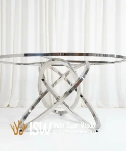 Kaki Meja Stainless Silver Bulat