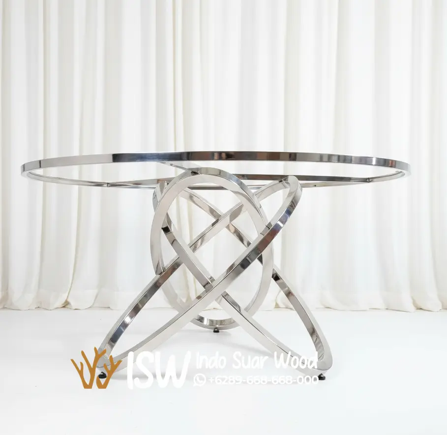 Kaki Meja Stainless Silver Bulat