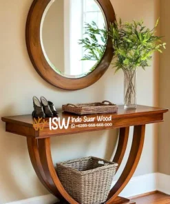 Meja Konsul Kayu Jati Dengan Cermin