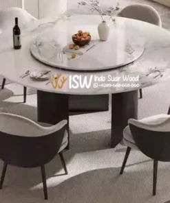 Meja Makan Bulat Putar Marmer