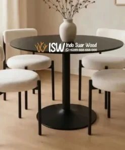 Meja Makan Marmer Bundar 4 Kursi