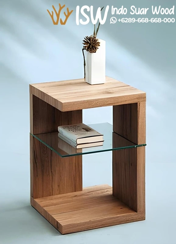 Meja Sudut Kayu Solid