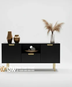 Meja Tv Hitam Kaki Stainless