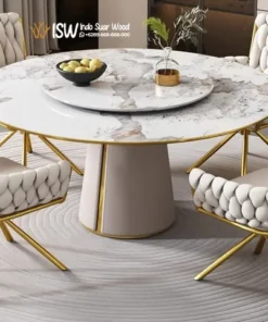 Set Meja Makan Marmer Bulat Modern