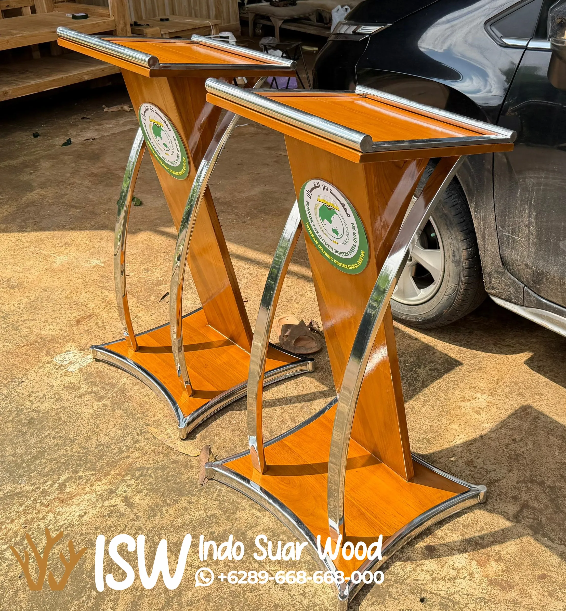 Jual Podium Stainless Kayu Jati Unik Banyumas