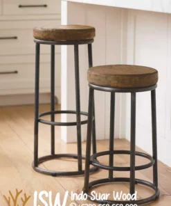 Kursi Stool Kayu Solid Rangka Besi