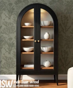 Lemari Hias Kabinet Display Melengkung Minimalis