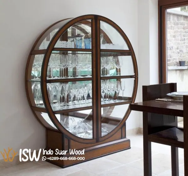 Lemari Hias Kaca Bundar Minimalis Art Deco
