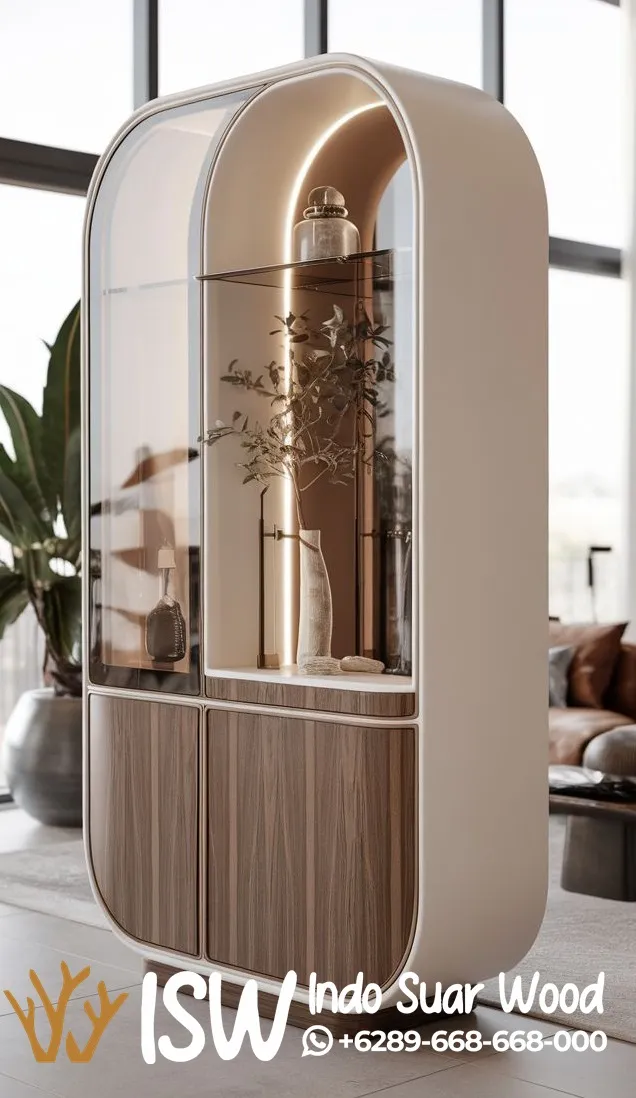 Lemari Hias Kayu Berkualitas Kaca Tebal