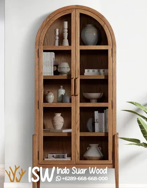 Lemari Hias Kayu Jati Model Lengkung