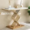 Meja Konsul Marmer Stainless Gold Luxury Ribbon