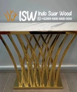 Meja Konsul Top Marmer Aksen Geometris Emas