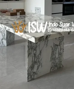 Meja Makan Bahan Granit Warna Putih Mewah