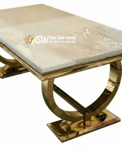 Meja Makan Marmer Cream Gold Subang