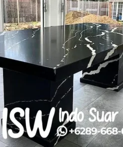 Meja Makan Granit Warna Hitam Elegan
