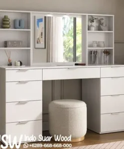 Meja Rias Multifungsi Seri Glow Up Putih Minimalis
