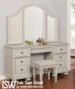 Meja Rias Putih Klasik Cermin Tiga Sisi