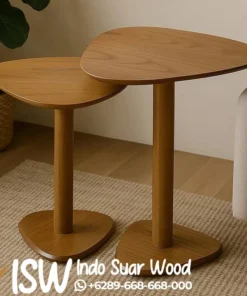 Meja Sudut Kayu Bentuk Daun Minimalis Bertingkat