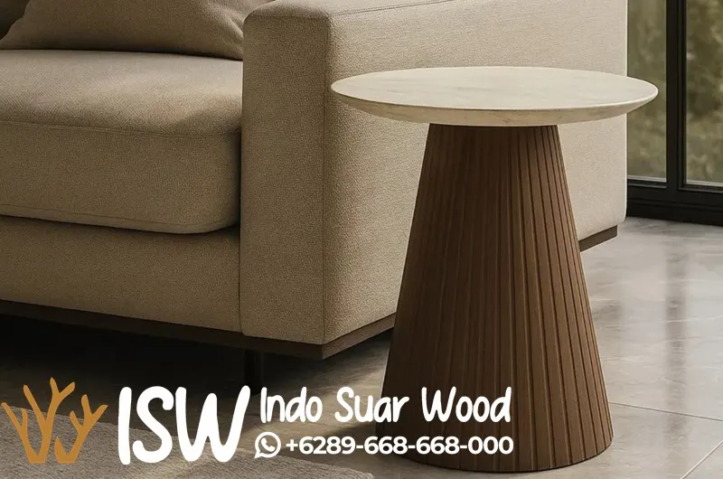 Meja Sudut Marmer Model Jamur Unik Estetik