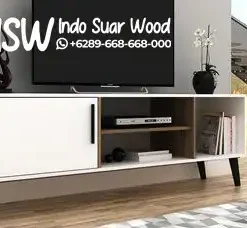 Meja TV Minimalis Skandinavia Putih Oak Modern