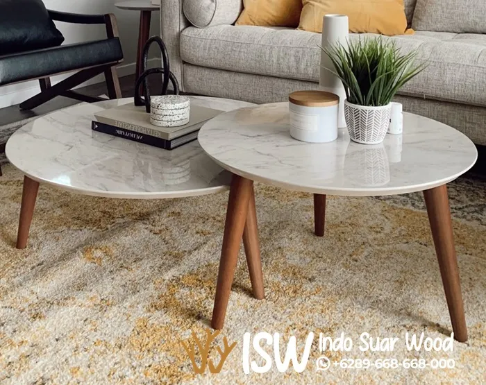 Coffe Table Marmer Kaki Kayu Jati