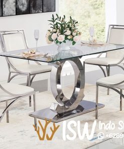 Jual Meja Makan stainless Silver Mewah