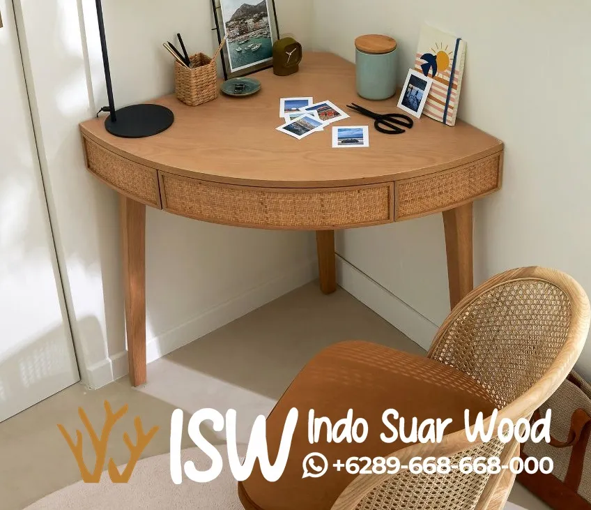 Jual Meja Sudut Minimalis Kombinasi Laci