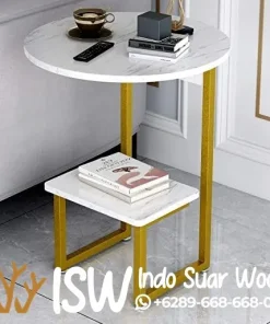 Jual  Meja Sudut Rangka Stainless Permukaan Marmer